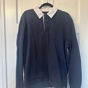 rag & bone Navy and White Rugby Shirt